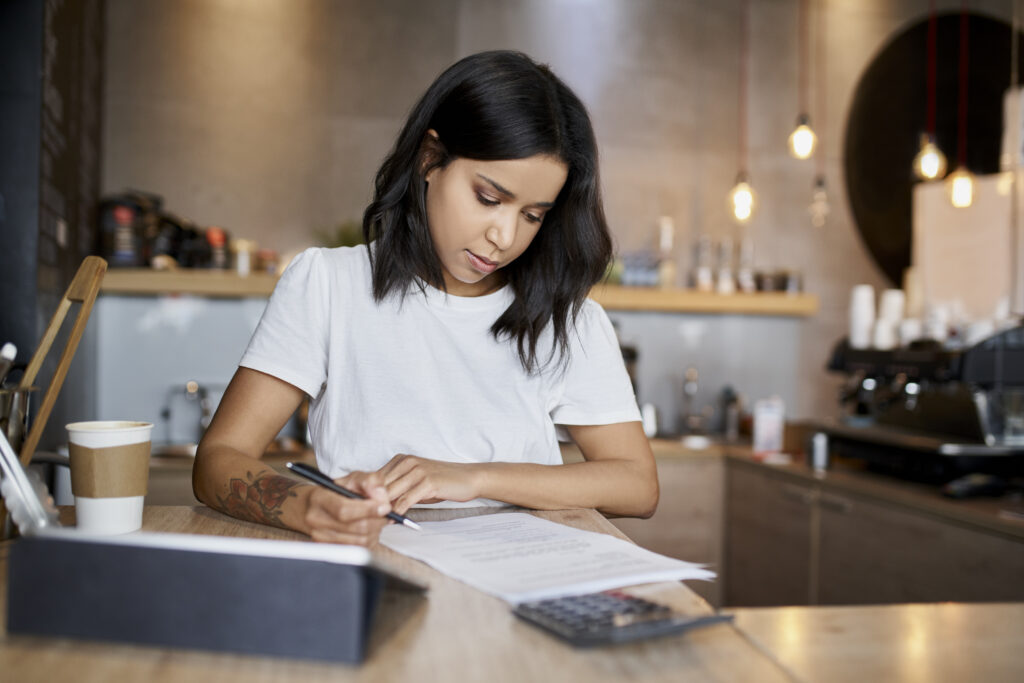 woman consolidating debt